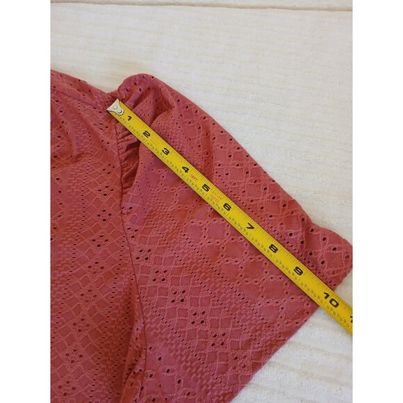 SHEIN Curve Women's  Size 3XL Eyelet Blouse Pink Round Neck Short Petal Sleeve - Picture 12 of 14